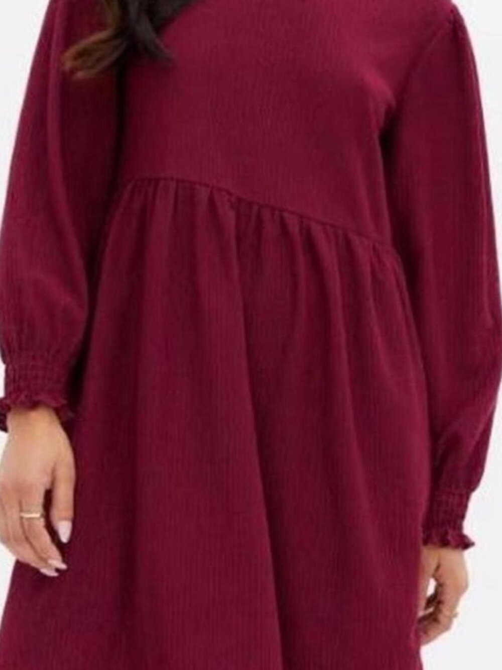 New Look Petite burgundy long sleeve dress Size 4